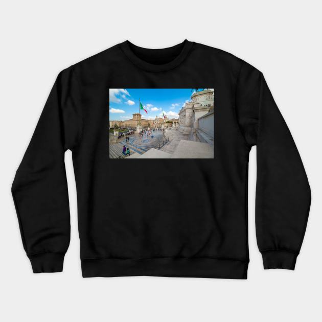 Piazza Venezia in Roma, Italy Crewneck Sweatshirt by JohnKruger